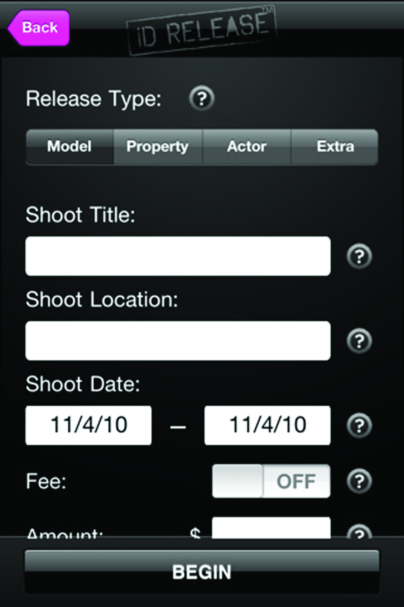 capture d'écran de l'application ID Release